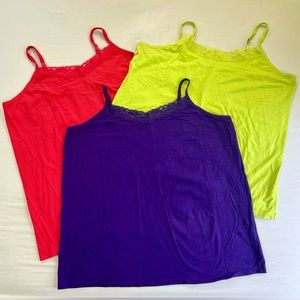 Lot of 3 Catherine's Suprema Tanks - Salmon Red, Purple, Lime Green
